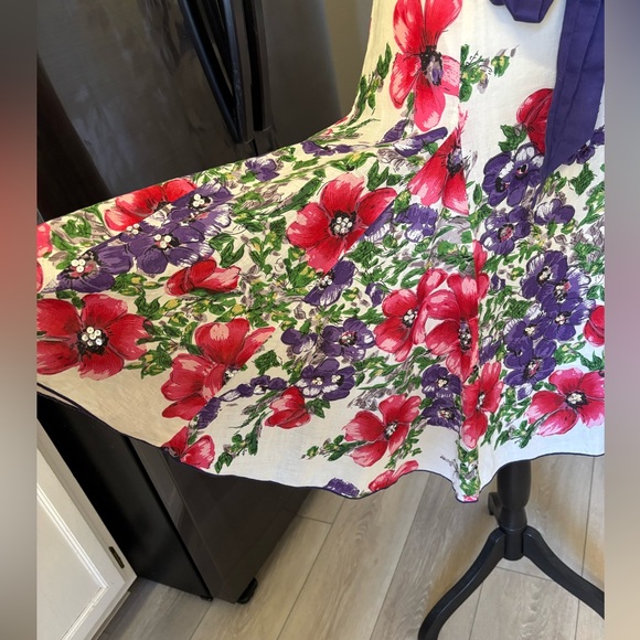 Jane Norman Floral Strapless Fit-and-Flare Dress with Purple Belt. Size S. EUC - Picture 7 of 9